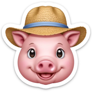 Farmer Pig – pink pig wearing straw hat and smiling sticker
