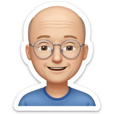 Balding man eyeglasses with eyes closed smiling sticker