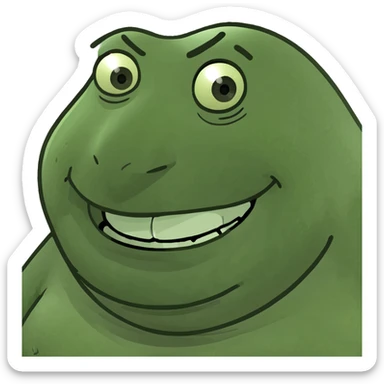 fat man with a werid smile sticker