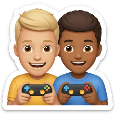 two brothers playings videogames sticker
