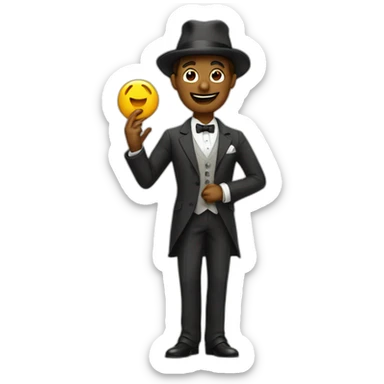 Smartly dressed gentlemen presenting on a stage sticker