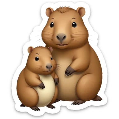 cute capybara with baby sticker