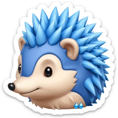 A blue hedgehog with 6 spines and sticker