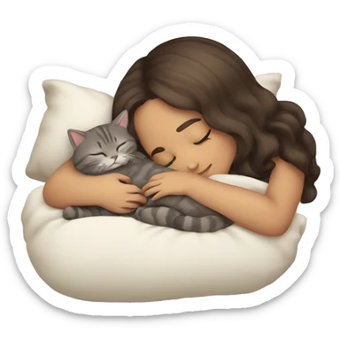girl sleeping with her scottish fold cat sticker