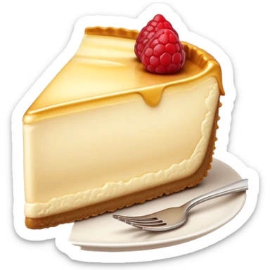 Cinematic Realistic Sernik Dessert Emoji, showcasing a rich, creamy cheesecake with a golden crust rendered with delicate textures and inviting, soft lighting. sticker