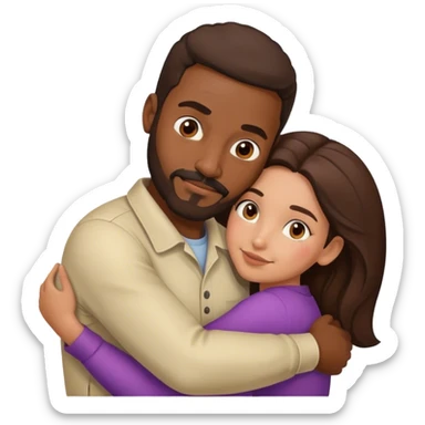 Black man with facial hair hug small pretty brunette from behind sticker