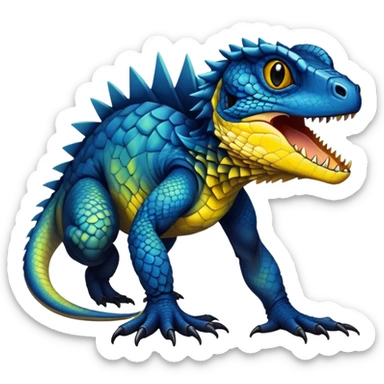  Cool Edgy dark blue-yellow-black-gradient ethereal badass Reptile-Vernid-Trico-animal-creature full body  sticker