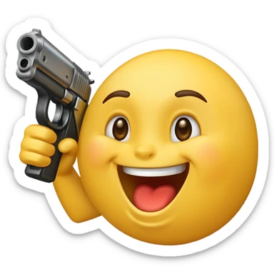 Laughing emoji with gun facing it  sticker