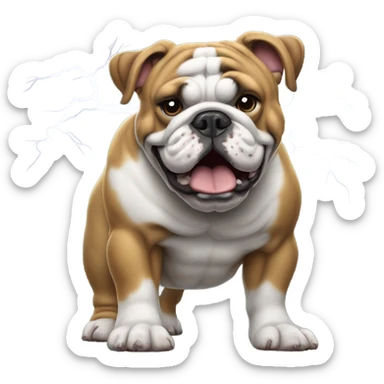 English bulldog shooting lightening from its paw sticker