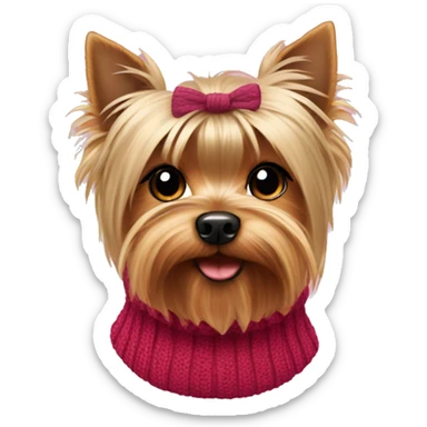 Yorkshire terrier with sweater on and bow  sticker