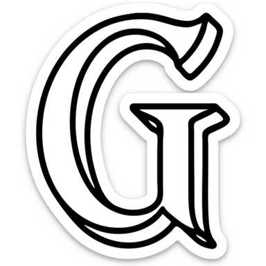 stylized icon of the letter G using LifeCraft Font characteristics, subtle 3D effect sticker