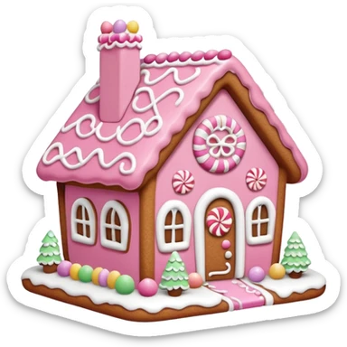 Cute pink gingerbread house sticker