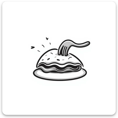 A black and white doodle of a green spinach omelet sticker