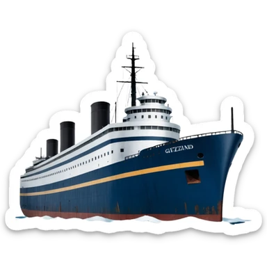 the Edmund Fitzgerald ship, detailed, on water, iconic silhouette sticker