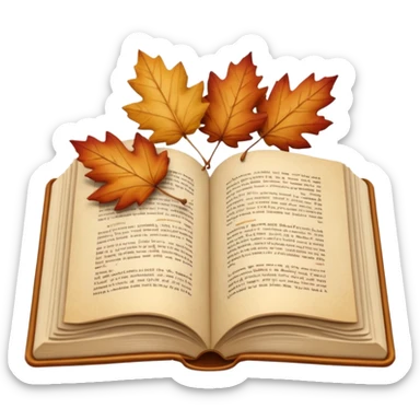 beige autumn open book with leaves on it sticker