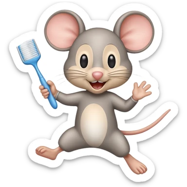 Creat an emoji for jerry jumping and holding toothbrush sticker
