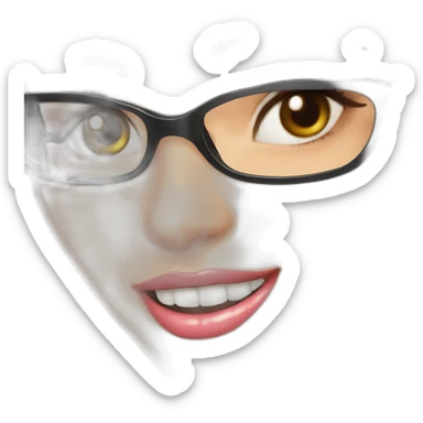 Megan Fox sonriente con lentes y bebé sticker