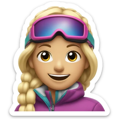 Blonde smiley girl skiing emoji  sticker