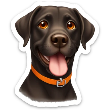 dark brown labradour with tongue out and orange eyes happy sticker