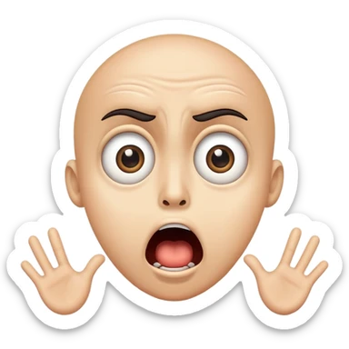 shocked face with wide eyes and open mouth, 'what the freak' reaction sticker