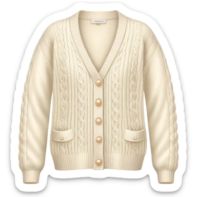 Realistic ivory cardigan with pearl buttons sticker