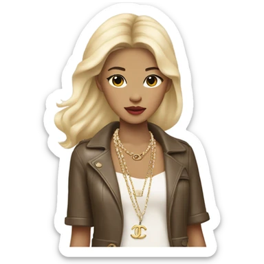 Blonde Chanel Asian Girl with Birkin bag and Chanel necklace sticker