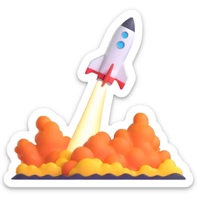 rocket ship blasting off sticker