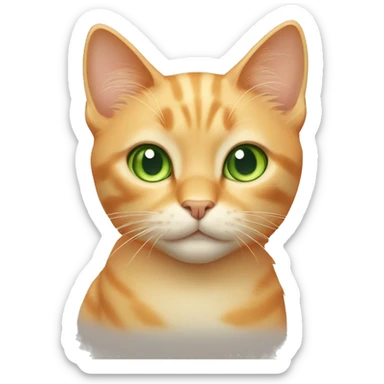 light orange/cream colored cat with green eyes and tipped left ear sticker