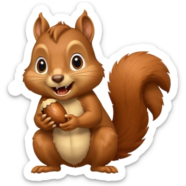 long toothed squirrel eats acorn, panicking in fear sticker