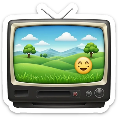 White tv with emoji landscape  sticker