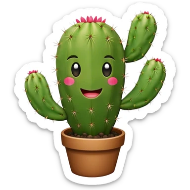 Cactus with a face sticker