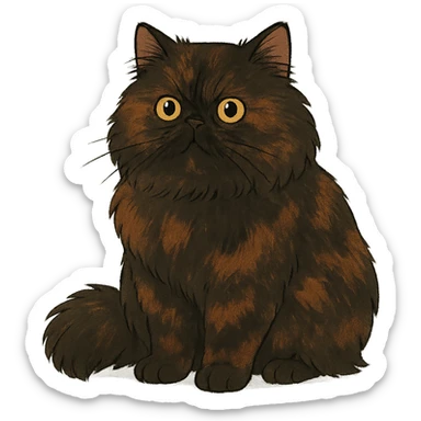 Persian cat with chocolate tortoiseshell fur in ghibli style sticker