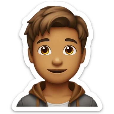 jeune garçon, 9 ans, avec des cheveux mi long lisse de couleurs marron avec un bandeau pour les tenirs. teint mat sticker