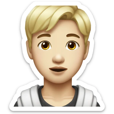 korean boy with big lips blonde  sticker