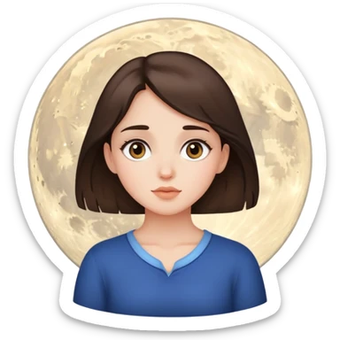 Brunette girl watching the moon sticker