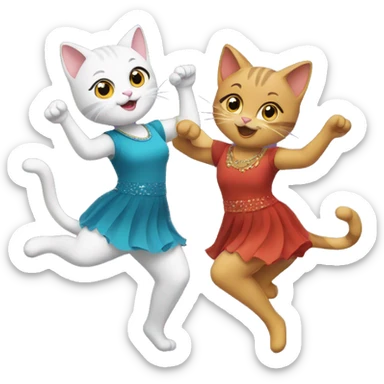 two girl cats dancing sticker