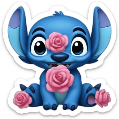 Stitch rose et bleu sticker