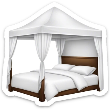All white canopy hotel bed with white duvet sticker