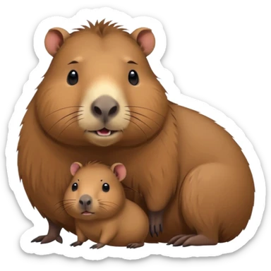Capybara cute with it mom also don't let it look like a rat sticker