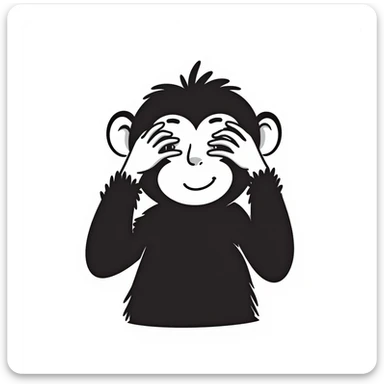 hear no evil monkey hand drawn doodle style sticker