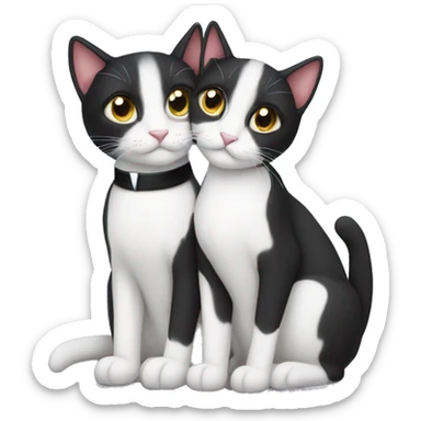 Two tuxedo cats cuddling cute sticker