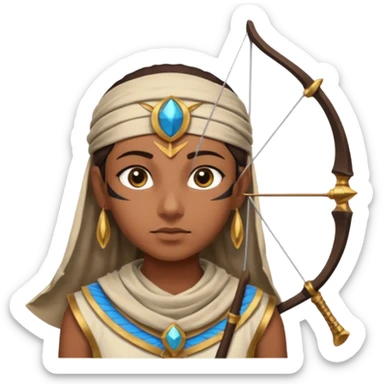 Emoji portrait of an Egyptian archer. Headcloth, focused expression. sticker
