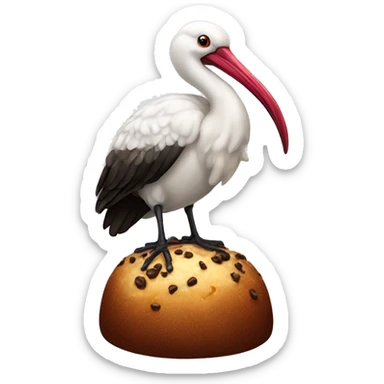An Australian ibis standing on top of a Christmas pudding sticker