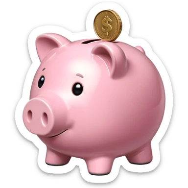 pink piggy bank with coin slot sticker