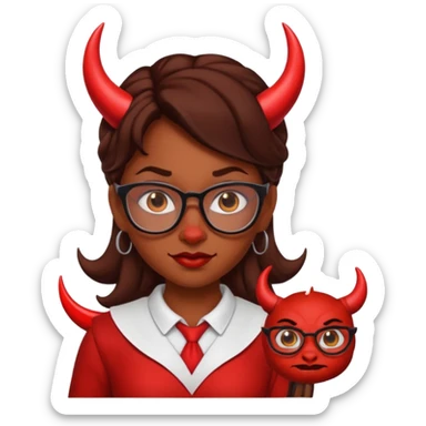 girl devil nerdy brown skin sticker