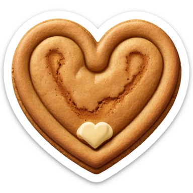 snicker doodle cookie with cinnamon powder on top in a heart shape cookie sticker