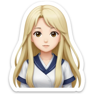 Anime girl with full figure, long hair, tasteful design sticker