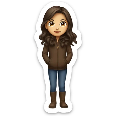 winter, christmas, hispanic, long brown hair, girl, brown eyes, child, full body sticker