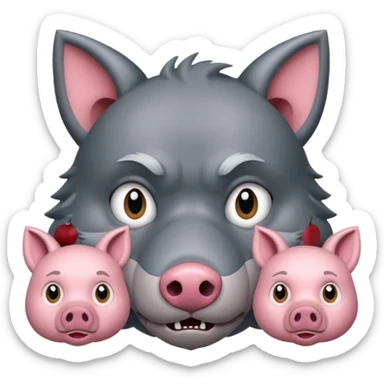 The three little pigs and the wolf sticker