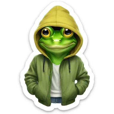 frog in a streetwear clothes sticker